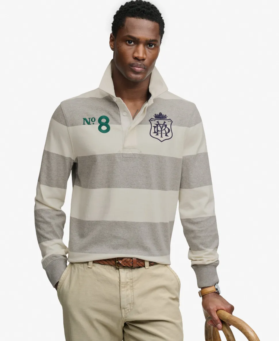 Double Emblem Stripe Rugby Top