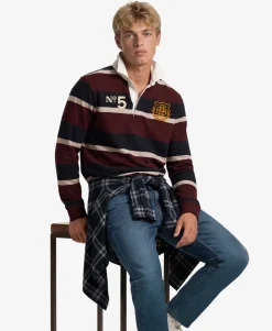 Double Emblem Stripe Rugby Top