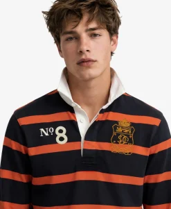 Double Emblem Stripe Rugby Top