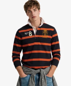 Double Emblem Stripe Rugby Top