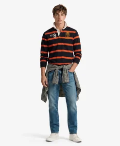 Double Emblem Stripe Rugby Top
