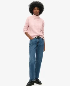 Drop Shoulder Cable Roll Neck Jumper