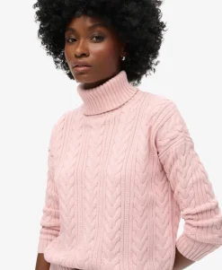 Drop Shoulder Cable Roll Neck Jumper