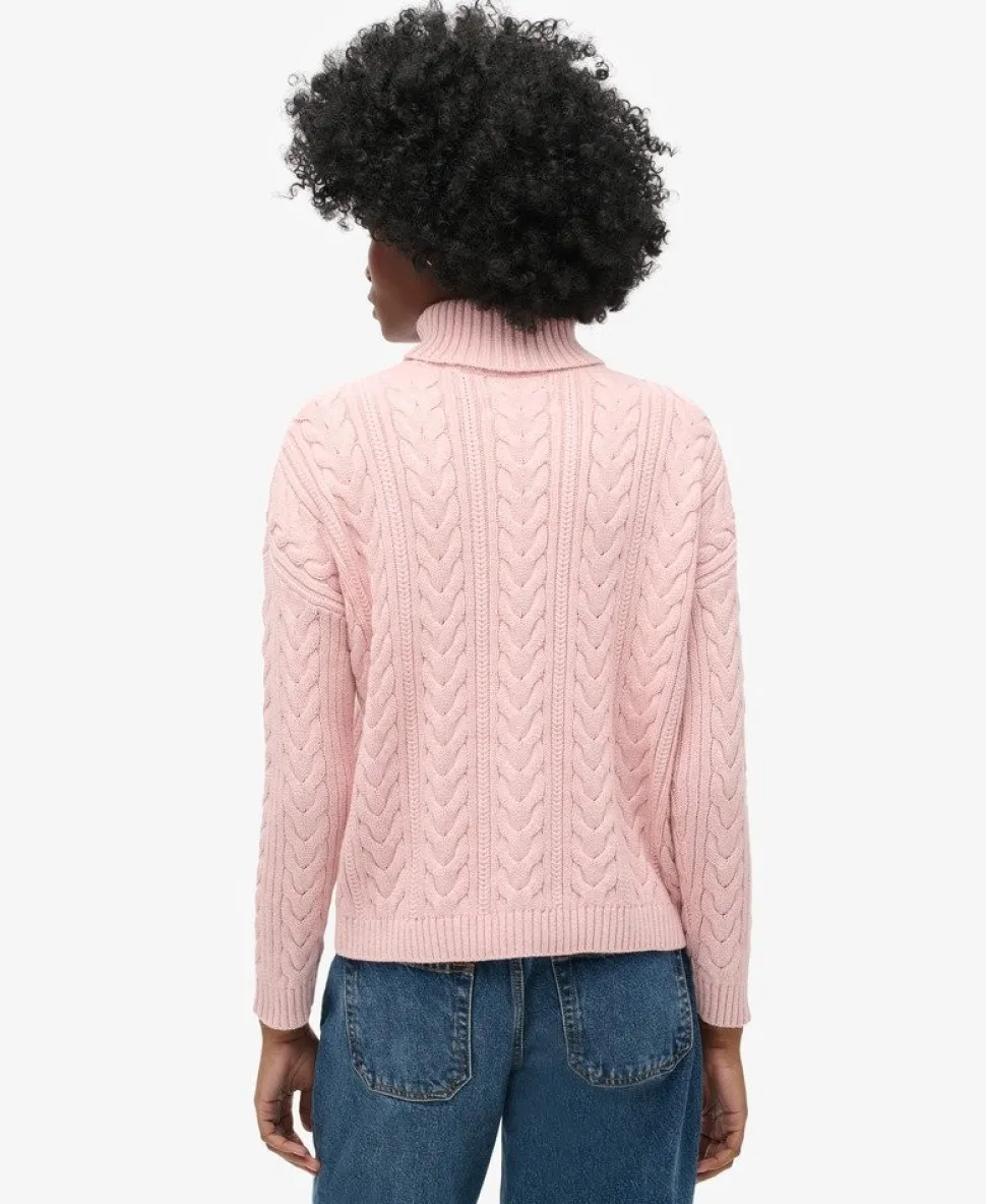 Drop Shoulder Cable Roll Neck Jumper
