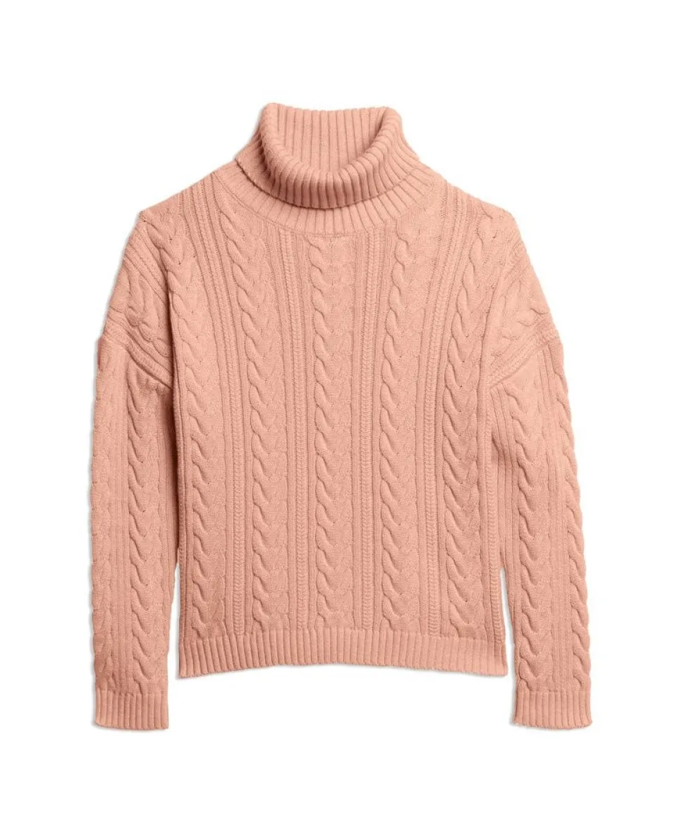 Drop Shoulder Cable Roll Neck Jumper