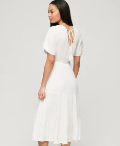 Embroidered Tiered Midi Dress