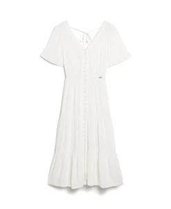 Embroidered Tiered Midi Dress