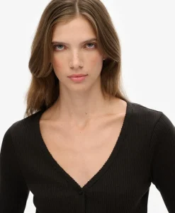 Essential Button Through Long Sleeve Top