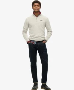 Essential Embroidered Knitted Half Zip Jumper