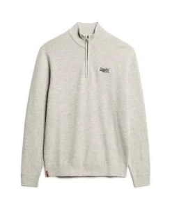 Essential Embroidered Knitted Half Zip Jumper
