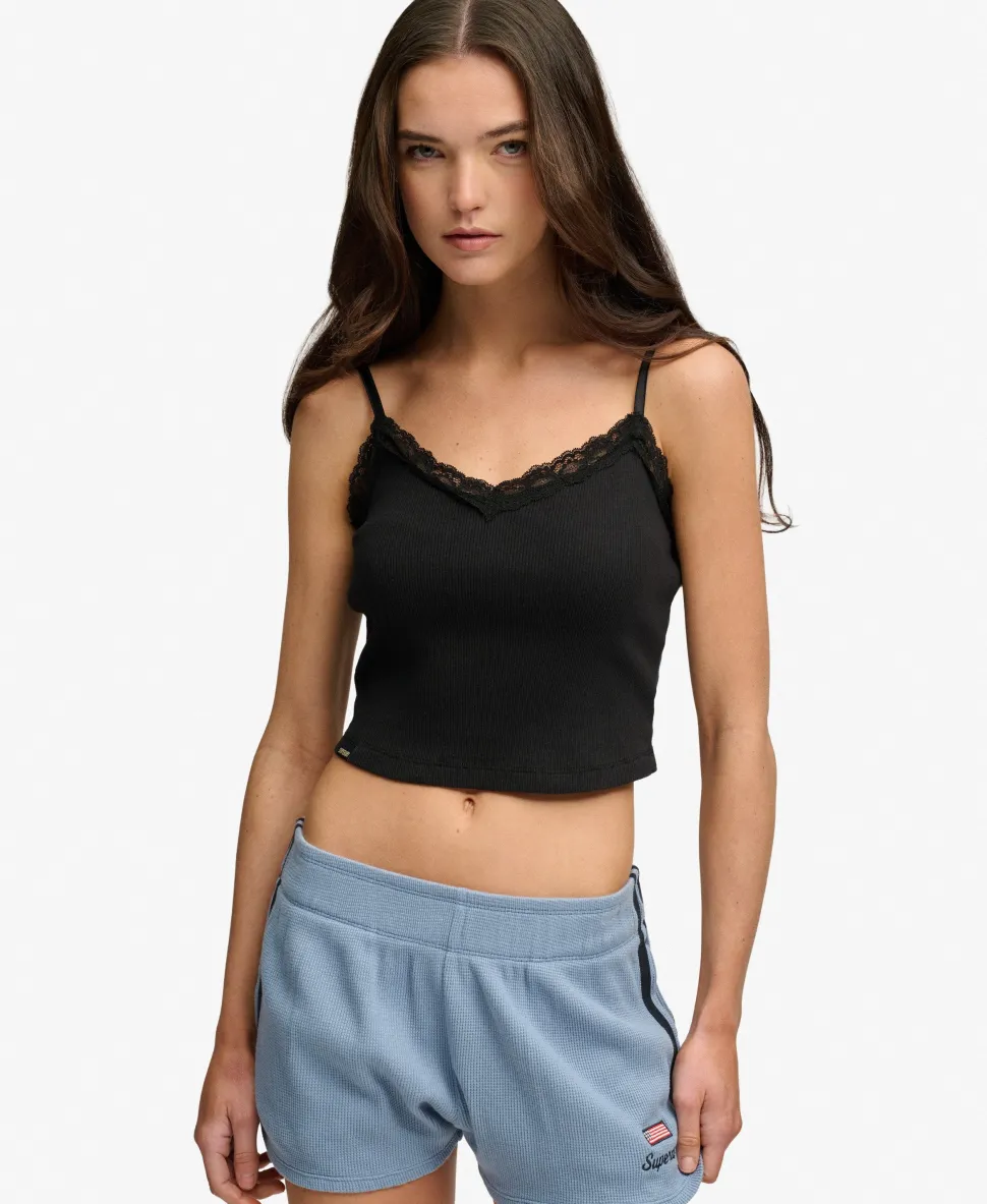 Essential Lace Trim Cropped Cami Top