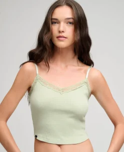 Essential Lace Trim Cropped Cami Top