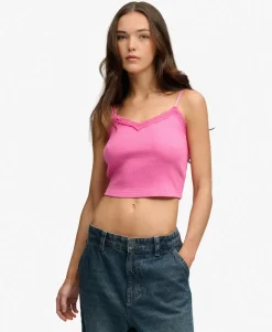 Essential Lace Trim Cropped Cami Top