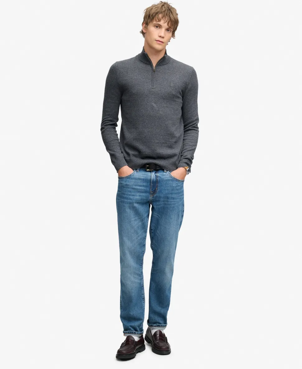 Essential Lightweight Wool Blend Half Zip Jumper