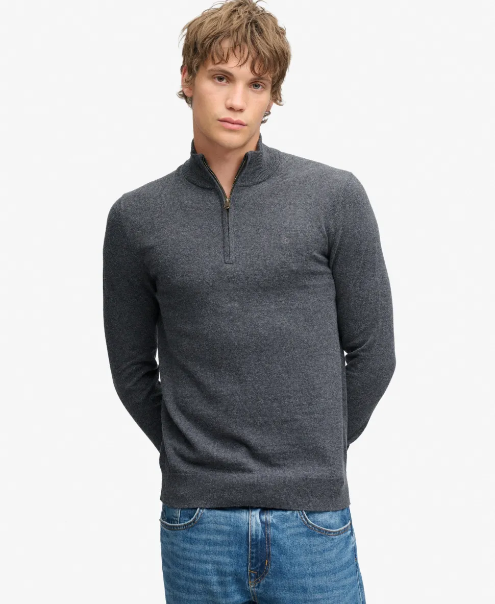 Essential Lightweight Wool Blend Half Zip Jumper