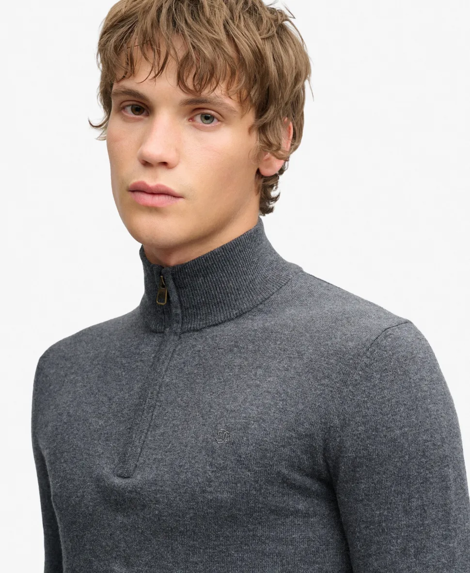 Essential Lightweight Wool Blend Half Zip Jumper