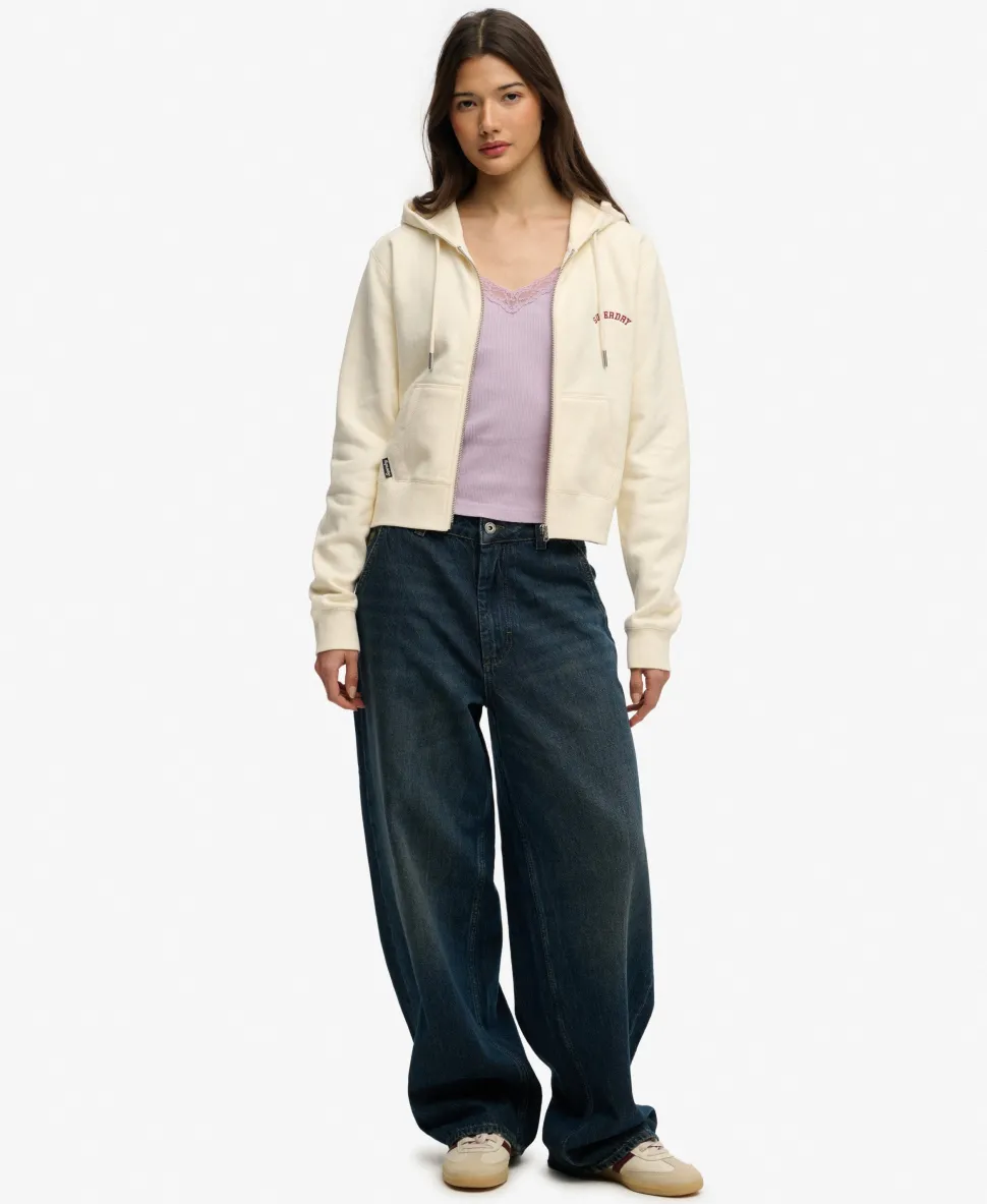 Essential Logo Cropped Zip Hoodie