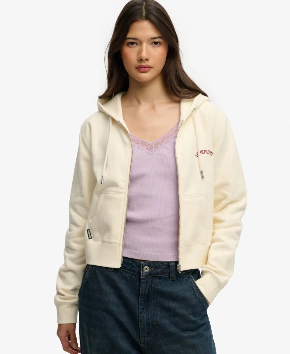 Essential Logo Cropped Zip Hoodie