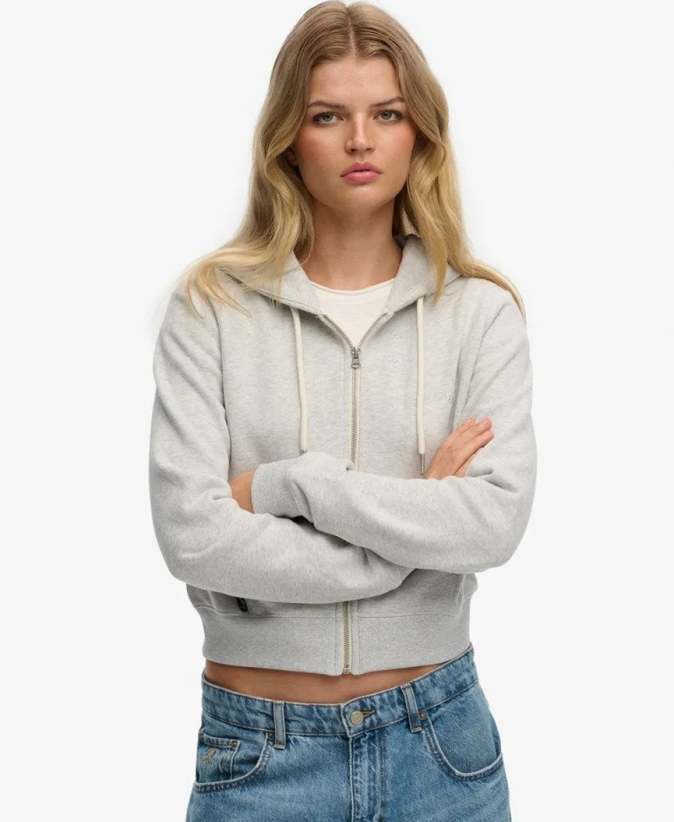 Essential Logo Cropped Zip Hoodie
