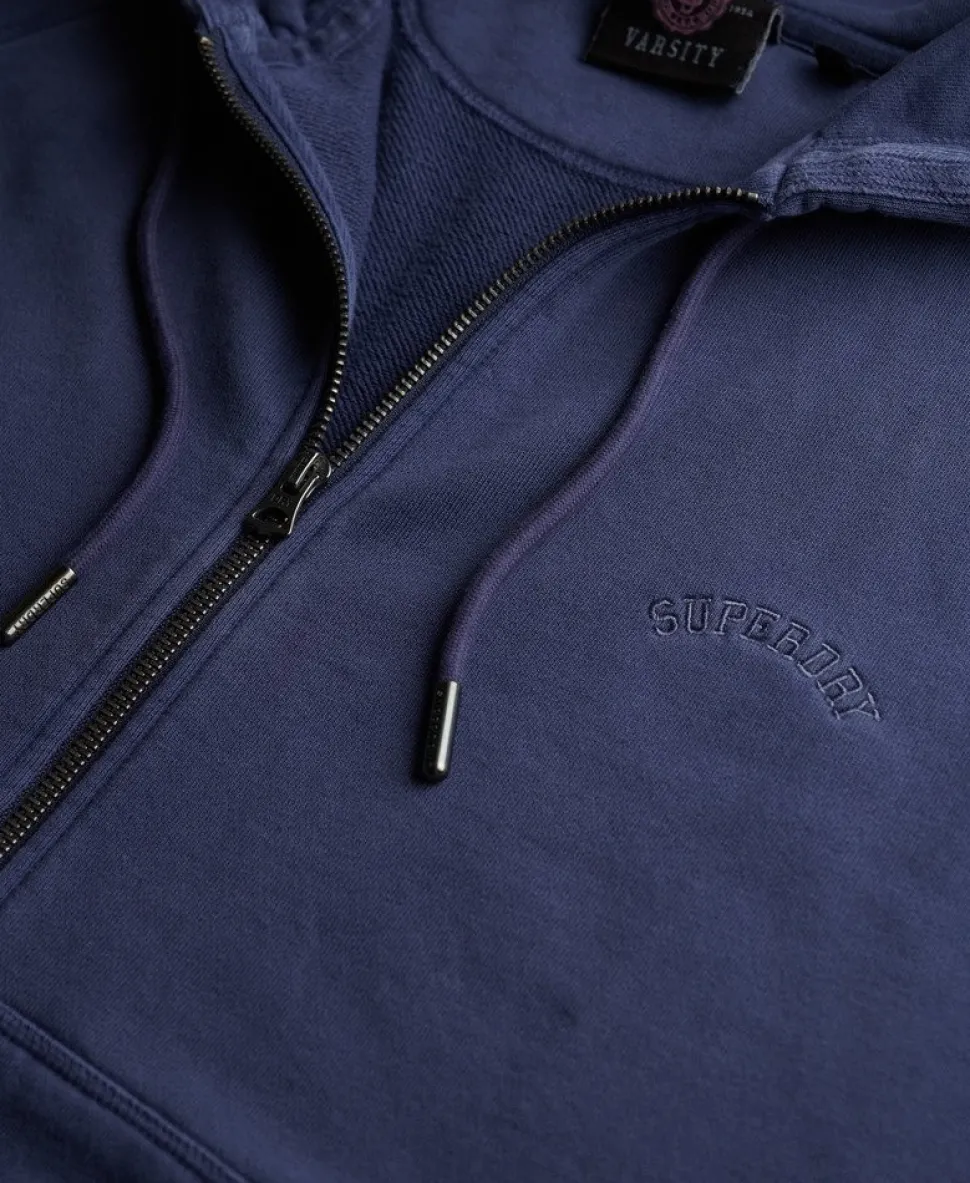 Essential Logo Garment Dyed Zip Hoodie