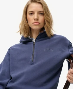 Essential Logo Garment Dye Half Zip Sweatshirt
