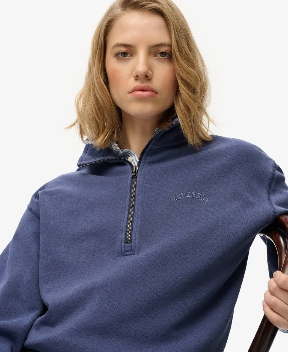 Essential Logo Garment Dye Half Zip Sweatshirt