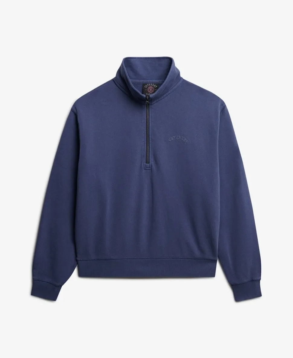 Essential Logo Garment Dye Half Zip Sweatshirt