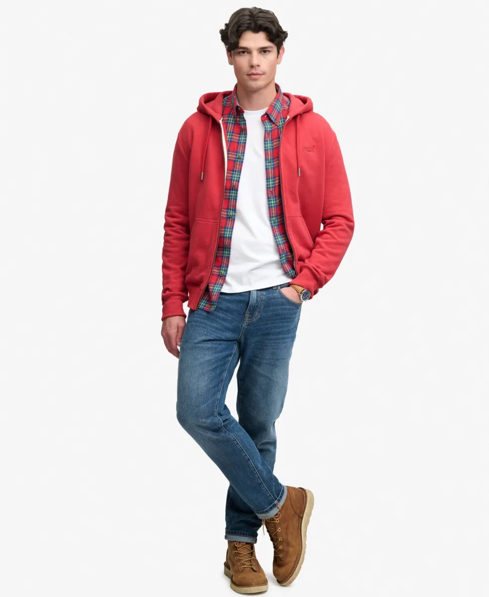 Essential Logo Half Brushed Zip Hoodie