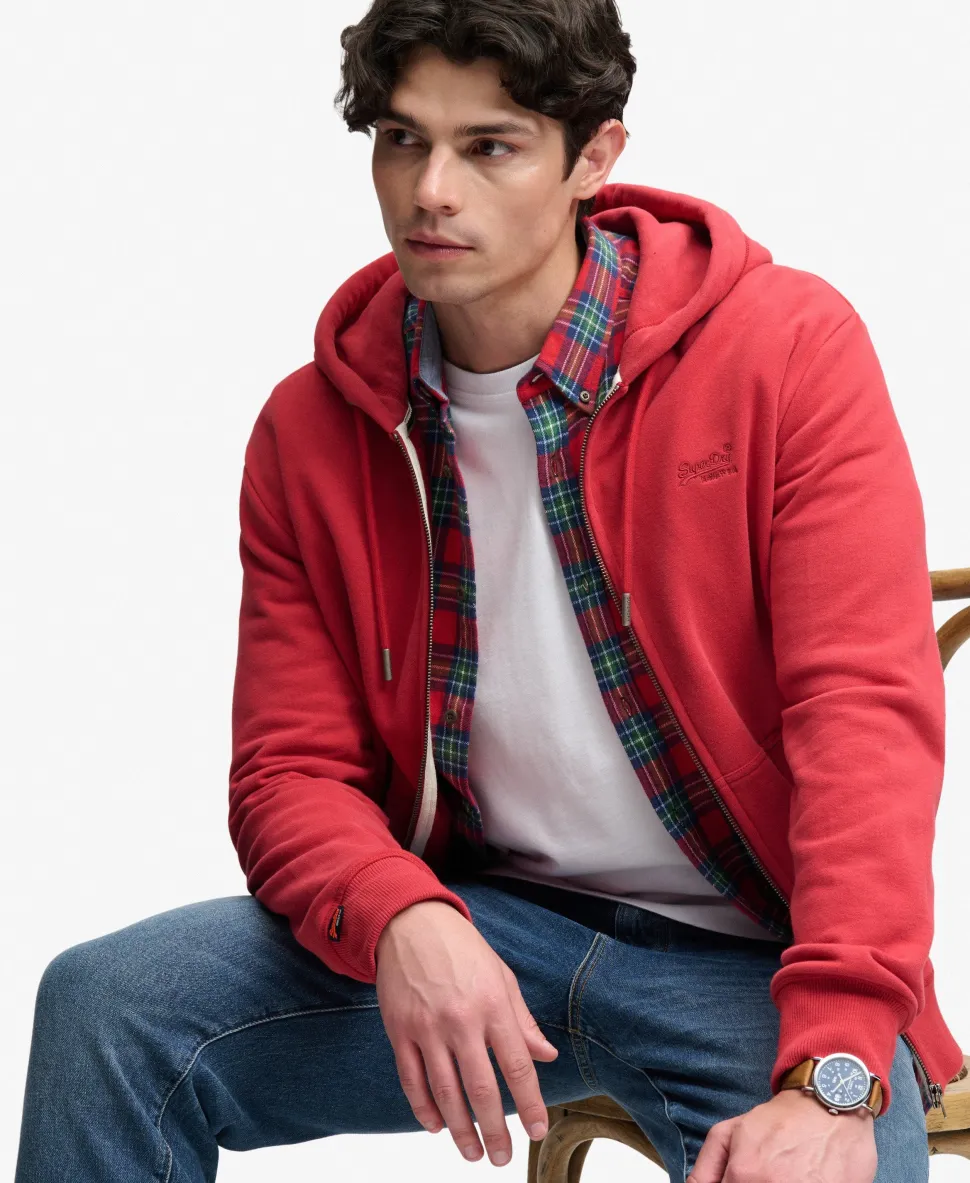 Essential Logo Half Brushed Zip Hoodie