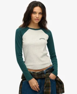 Essential Logo Ribbed Baseball Long Sleeve Top