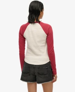 Essential Logo Ribbed Baseball Long Sleeve Top
