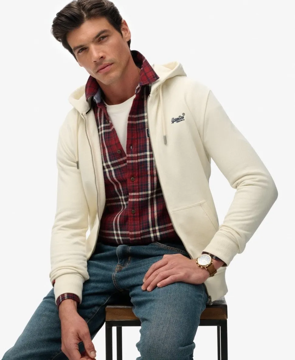 Essential Logo Zip Hoodie Half Brushed