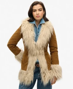 Faux Fur Lined Afghan Coat