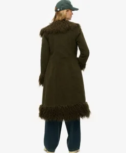 Faux Fur Lined Longline Afghan Coat