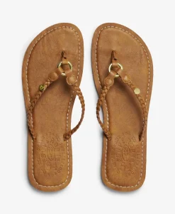 Faux Leather Braided Flip Flops