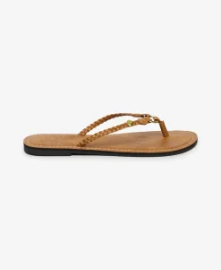 Faux Leather Braided Flip Flops