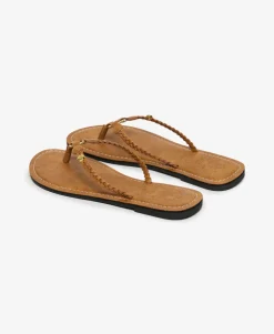 Faux Leather Braided Flip Flops