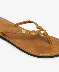 Faux Leather Braided Flip Flops