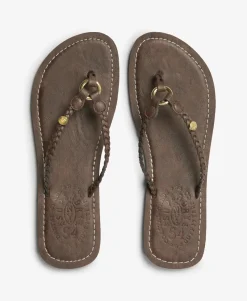 Faux Leather Braided Flip Flops