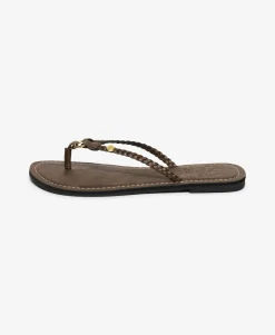 Faux Leather Braided Flip Flops