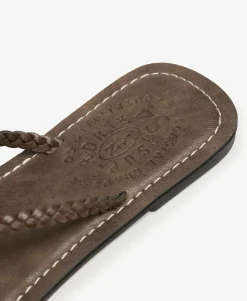 Faux Leather Braided Flip Flops