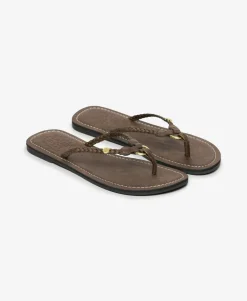 Faux Leather Braided Flip Flops