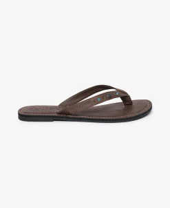 Faux Leather Embossed Flip Flops