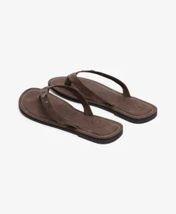 Faux Leather Embossed Flip Flops