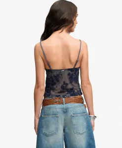 Flocked Mesh Cami Top