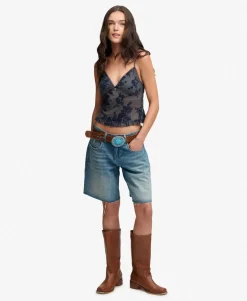 Flocked Mesh Cami Top
