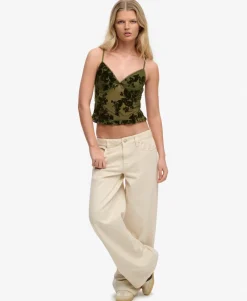 Flocked Mesh Cami Top