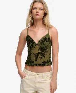 Flocked Mesh Cami Top