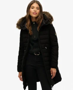 Fuji Faux Fur Hooded Mid Length Coat