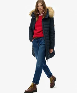 Fuji Faux Fur Hooded Mid Length Coat